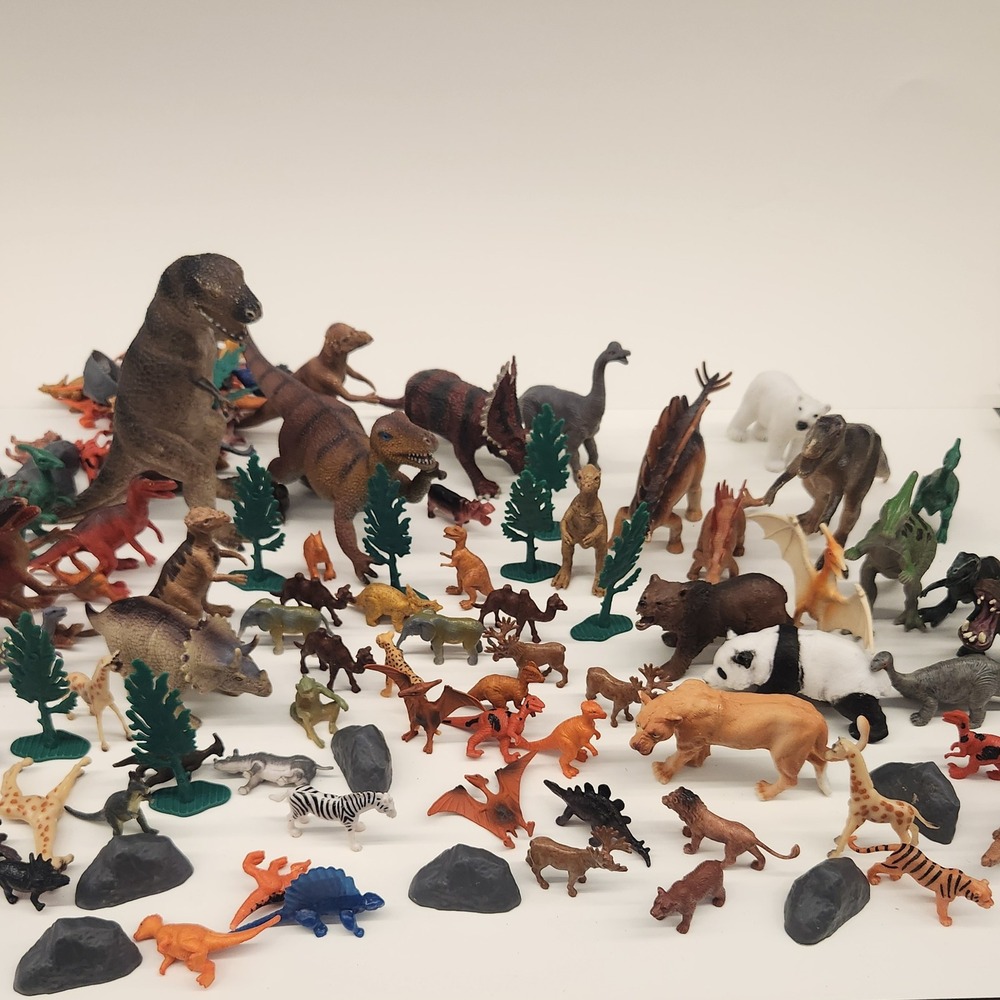 Durable Plastic Animal Figure Collection Dinosaur Zoo Farm Wild Set Kids Play